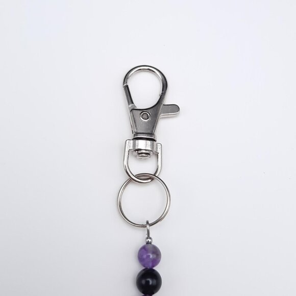 Pentacle Pentagram Wiccan Witch Purple Black Goth Keychain Handmade Accessory - Picture 5 of 7